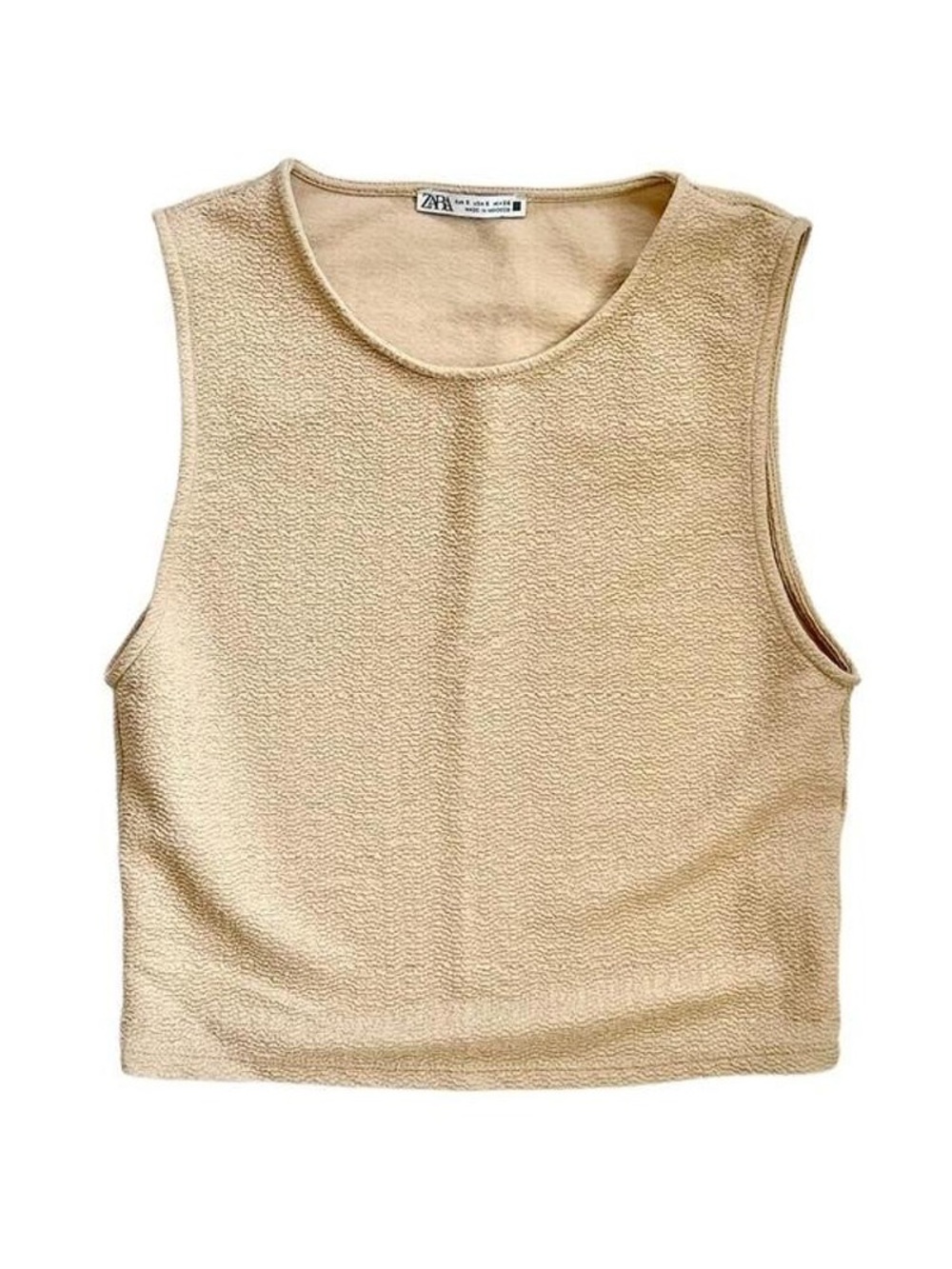 Zara Beige Sleeveless Textured Top